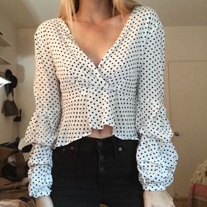 Astr Tops - Polka dot ruffle top Astr Tops - Polka dot ruffle top